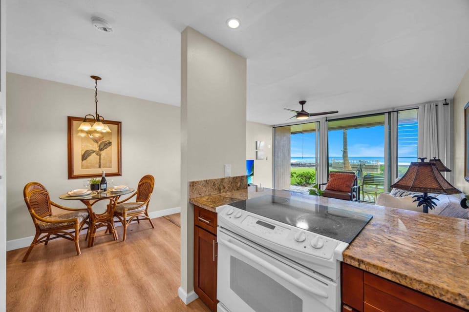 Prepare meals while enjoying views of the Pacific.