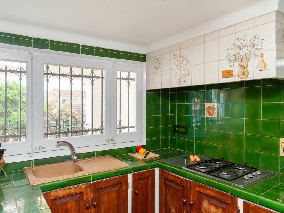 Cabinetry, Countertop, Kitchen Sink, Property, Tap, Window, Sink, Green, Kitchen