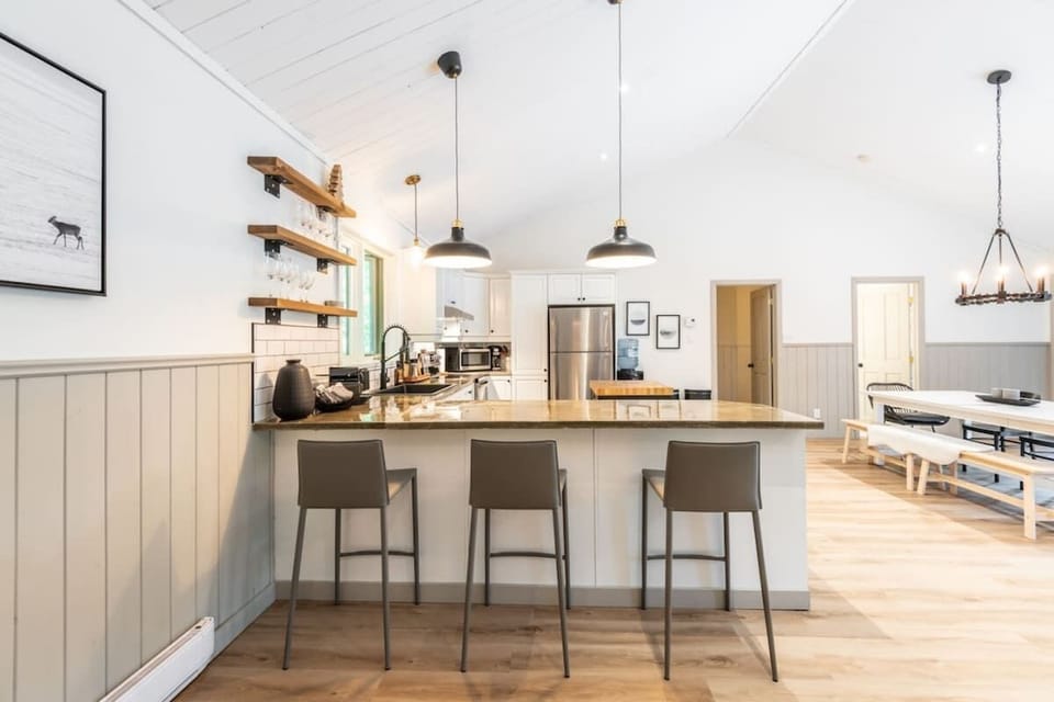 Clean minimalist countertops—offering a sleek and clutter-free workspace for cooking and prep.