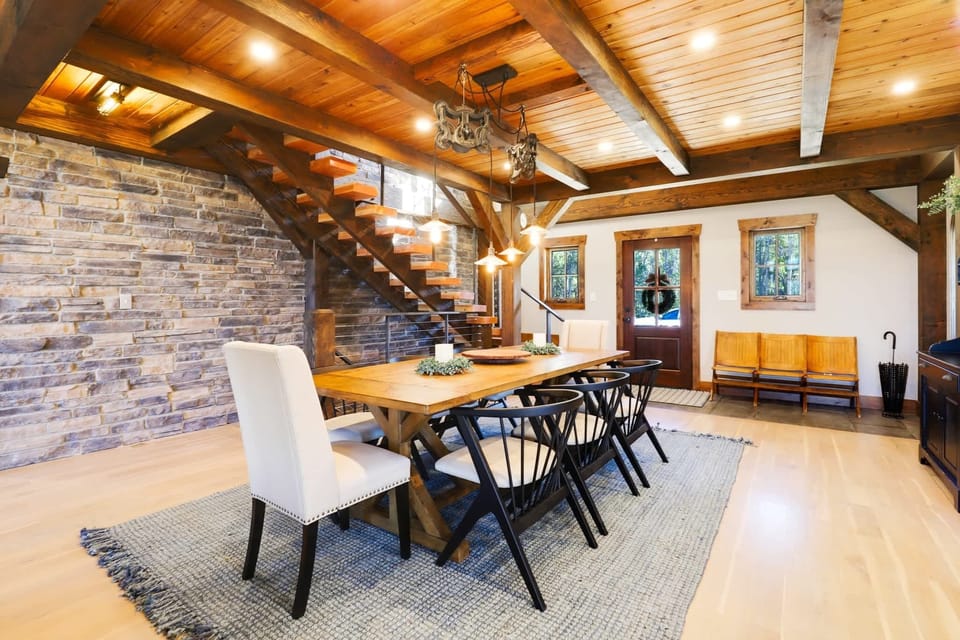 Dining table with seating for 8