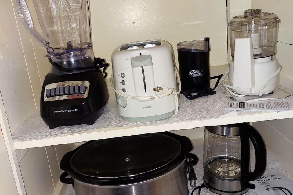 Kitchen equipped with several small appliances