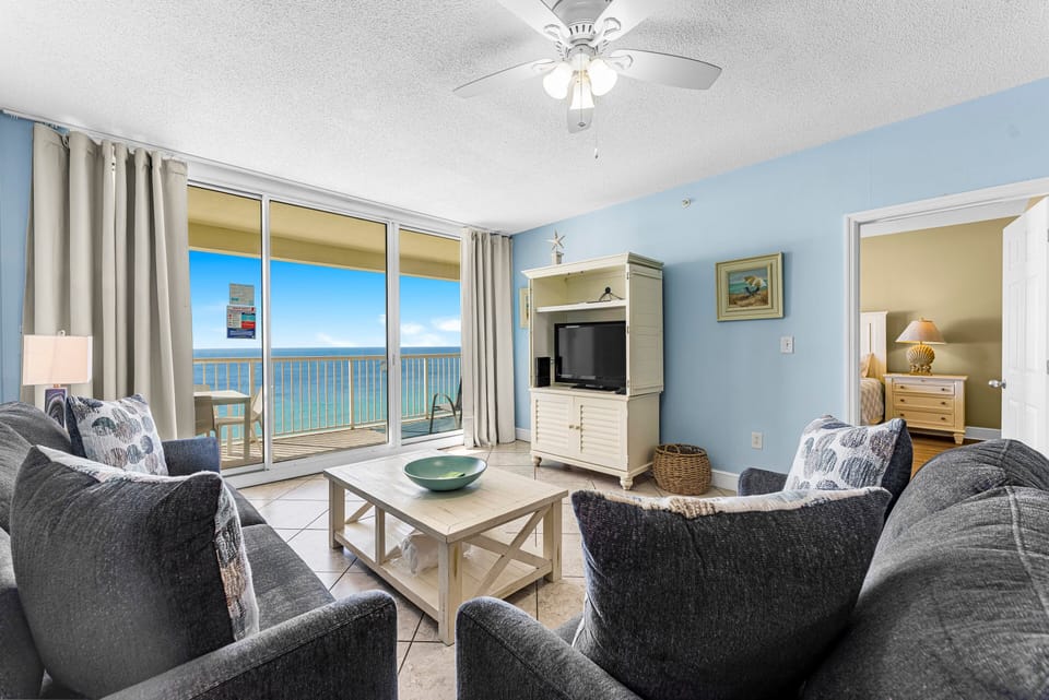 Gulf Front Living Room with Sleeper Sofa