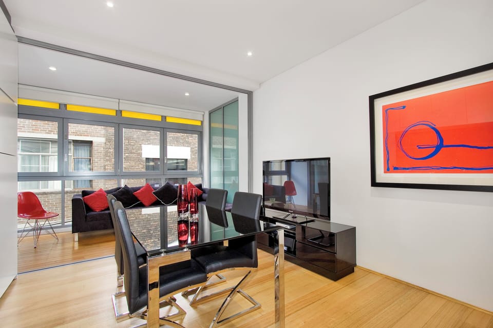 Living area and dining table