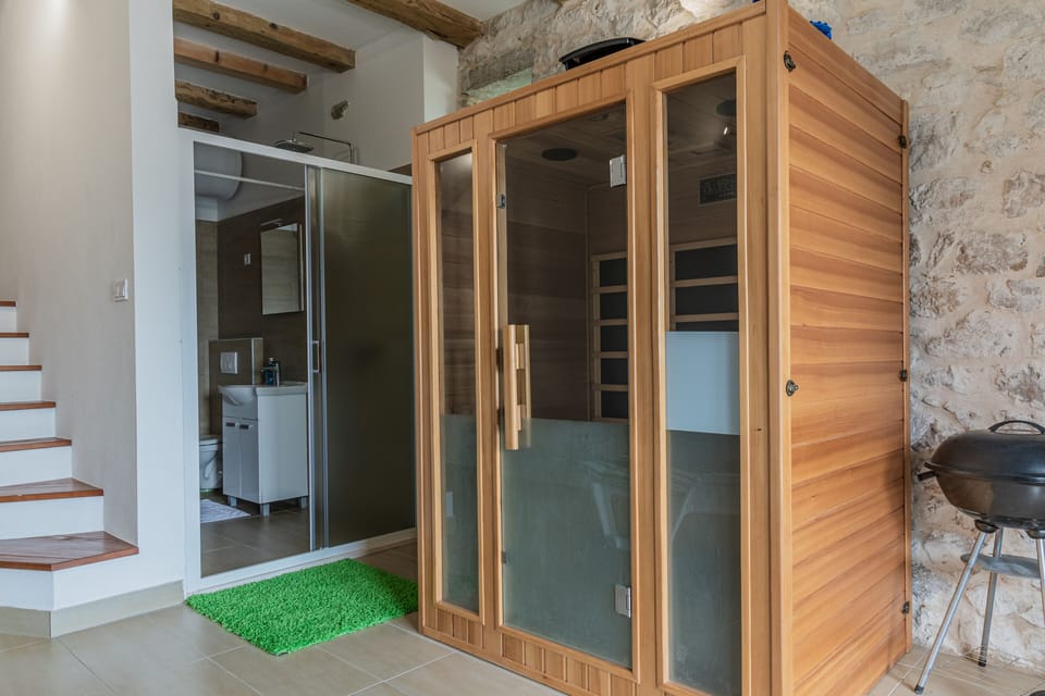 Finnish sauna for two, with a bathroom and a shower