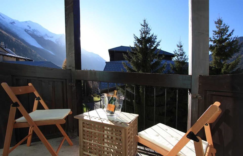 The balcony is a perfect spot to enjoy the mountain views