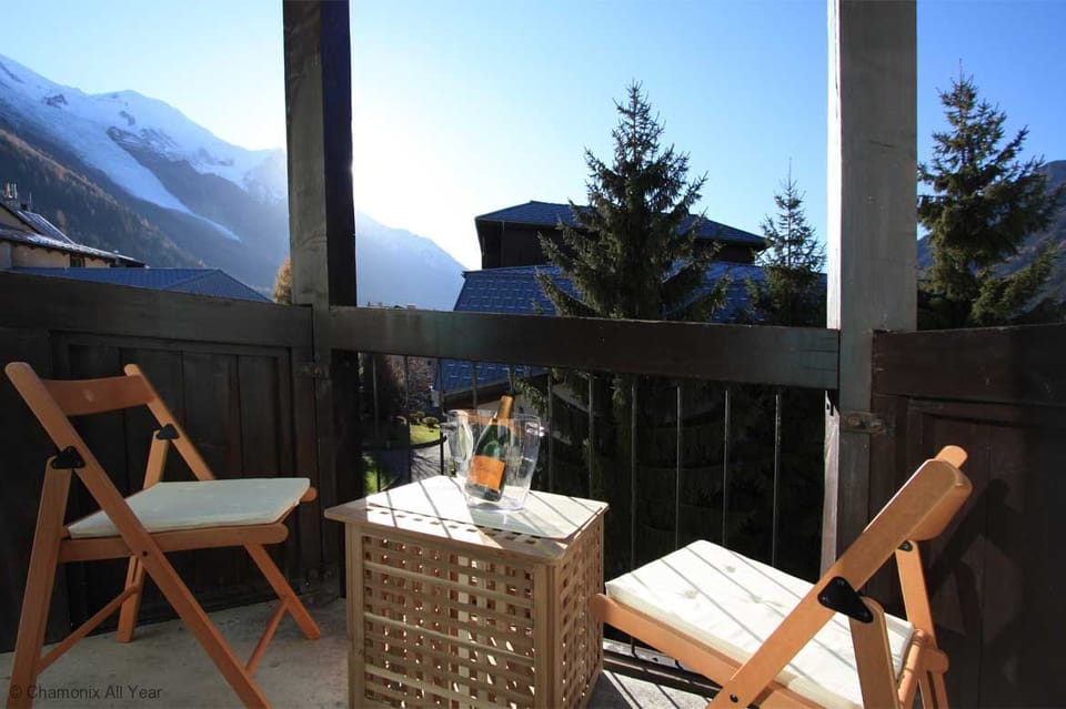 The balcony is a perfect spot to enjoy the mountain views