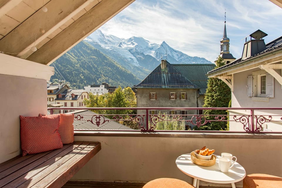Enjoy the balcony views of Mont Blanc and Aiguille du Midi