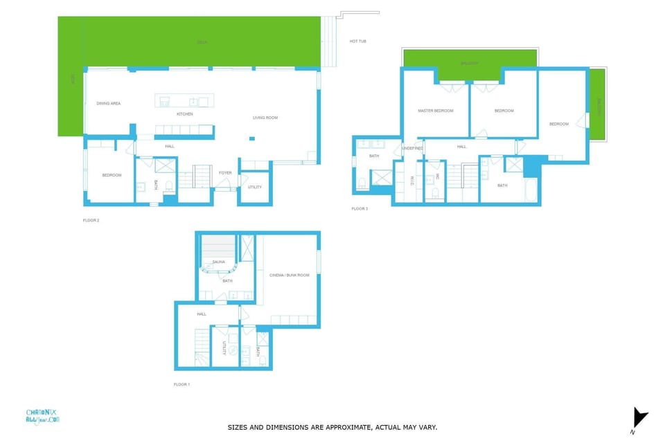Chalet Montana floorplan - scroll for details of each level