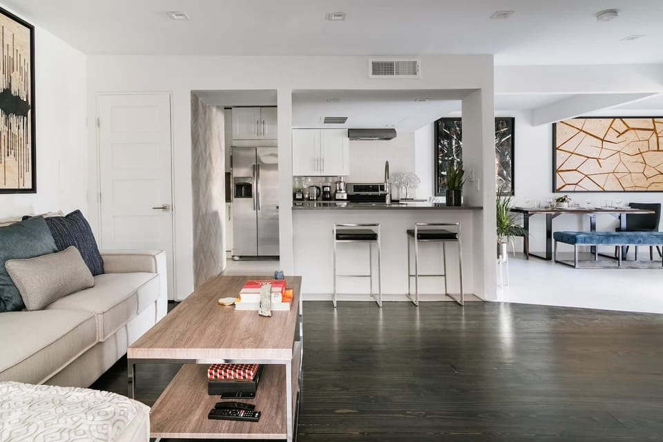 living room and kitchen