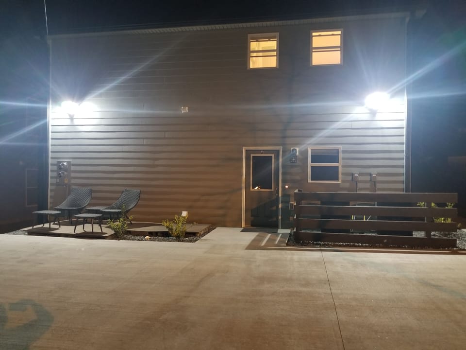 Well lit entrance to the unit "A"