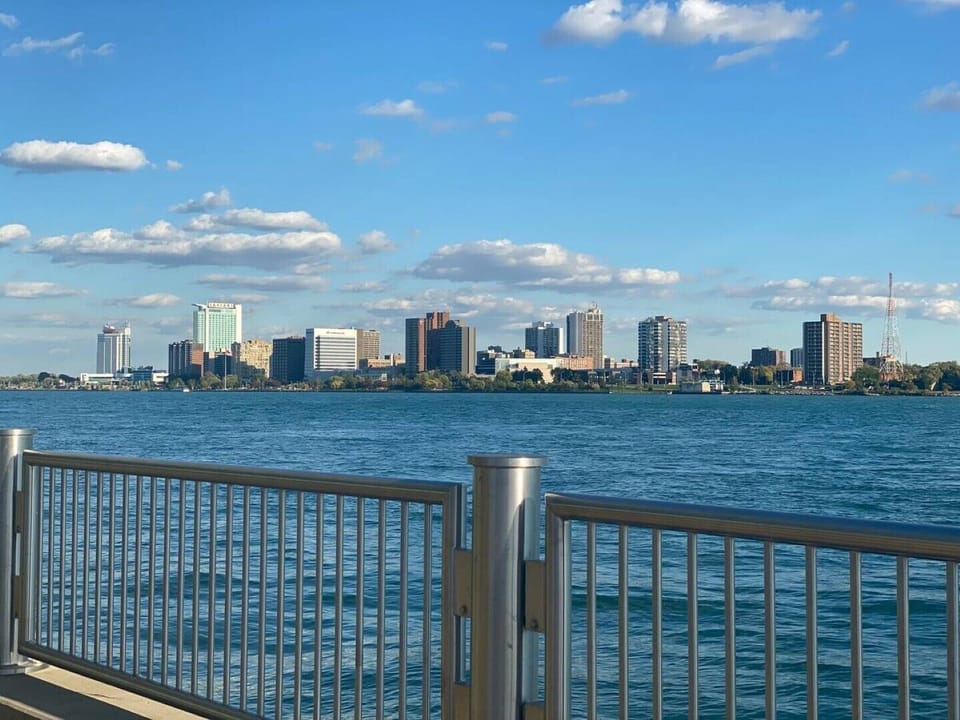 The Detroit River is walking distance away.  