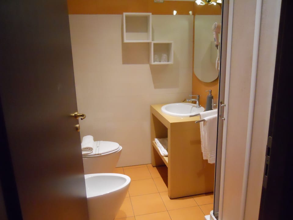 Shower, hydromassage showerhead, eco-friendly toiletries, hair dryer