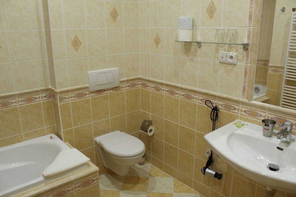 Deluxe Room, Jetted Tub | Bathroom | Hair dryer, towels, soap, shampoo