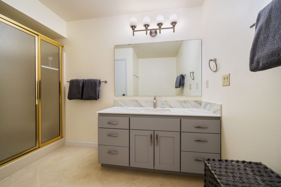 Newly remodeled in April 2023 lower level bathroom walk-in shower
