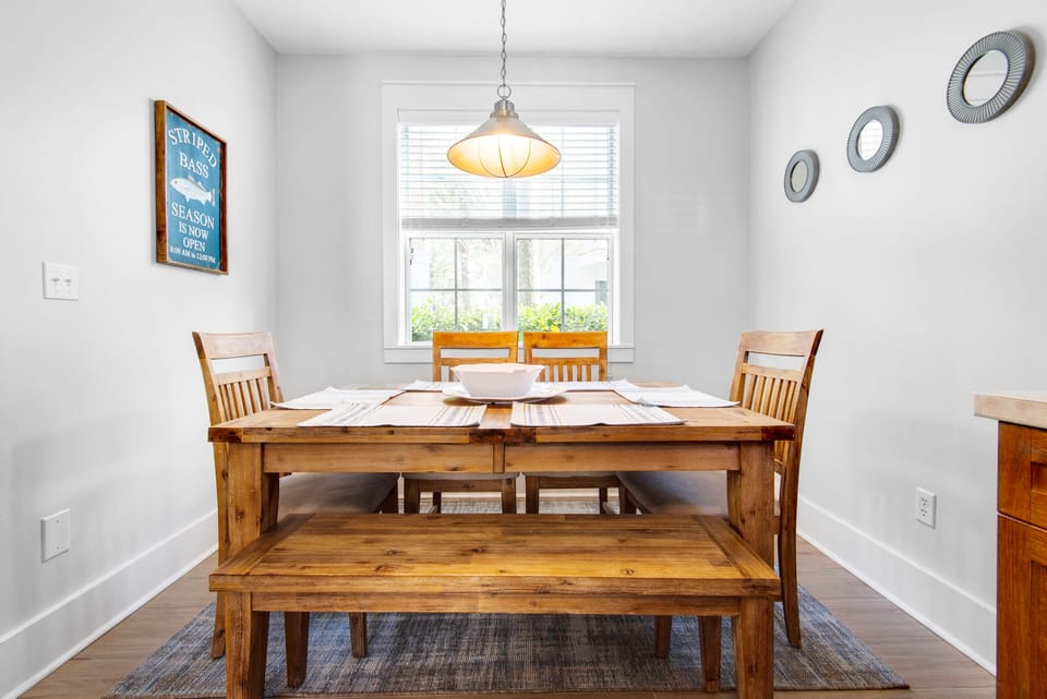Enjoy a meal at the dining room table