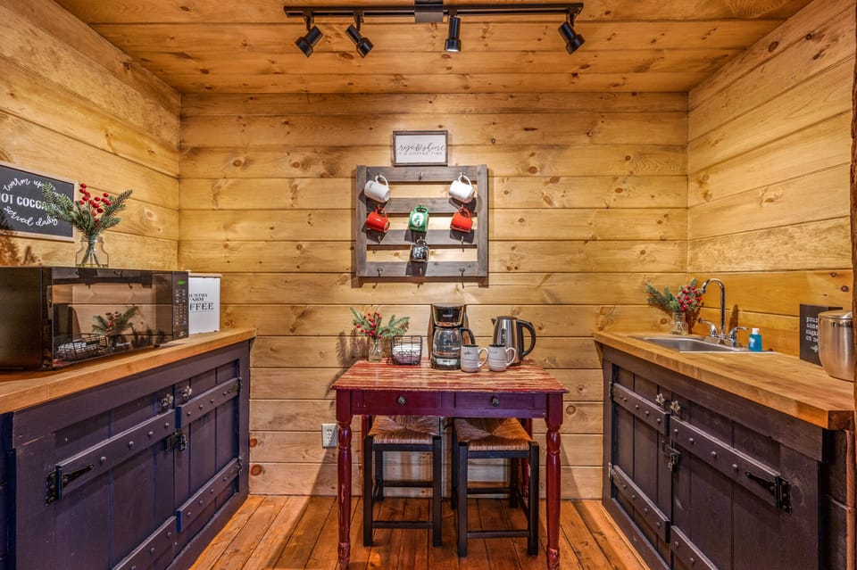Coffee station with additional seating for your morning coffee!