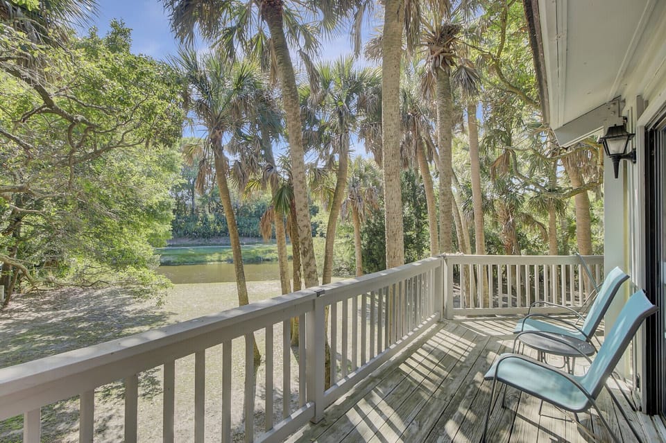 Private deck overlooking the lagoon—perfect for sunset dinners