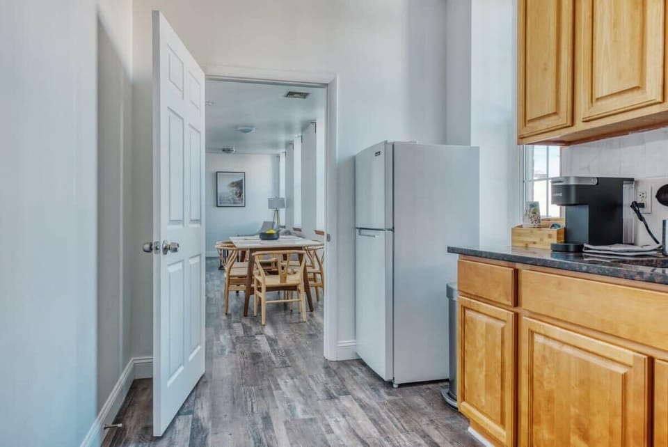 Kitchen opens up to the dining area