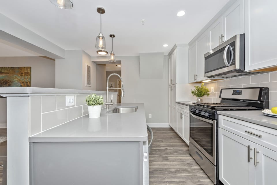 KITCHEN - Stove, microwave, drip coffee, fridge, dishwasher, space to cook 