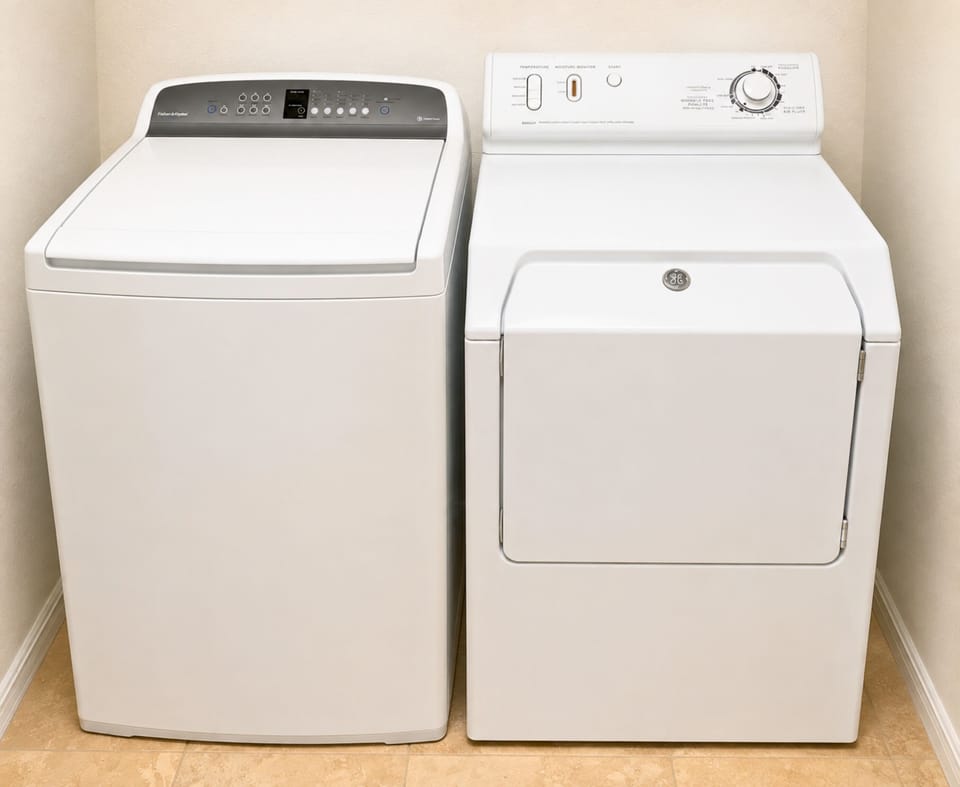 No need to overpack. Full size washer and dryer and laundry supplies provided. We even have a steamer, iron and ironing board if you need them.