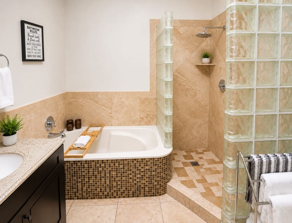 Beautiful spa quality shower and bath. The choice is yours.