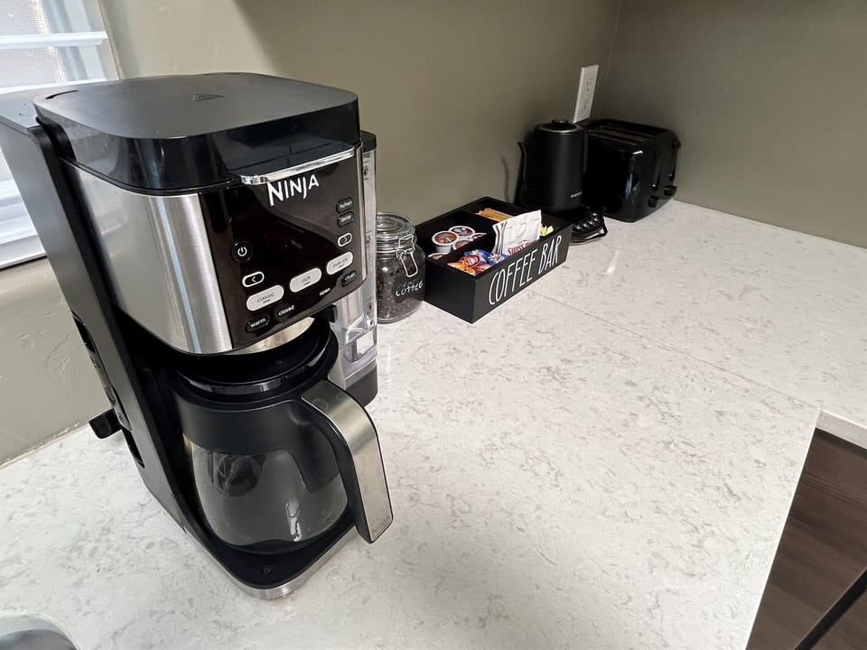 For all you coffee lovers we provide a dual function coffee maker so you can brew a single cup or a whole pot. We even provide a starter supply of coffee beans, pods, creamers and sweeteners.