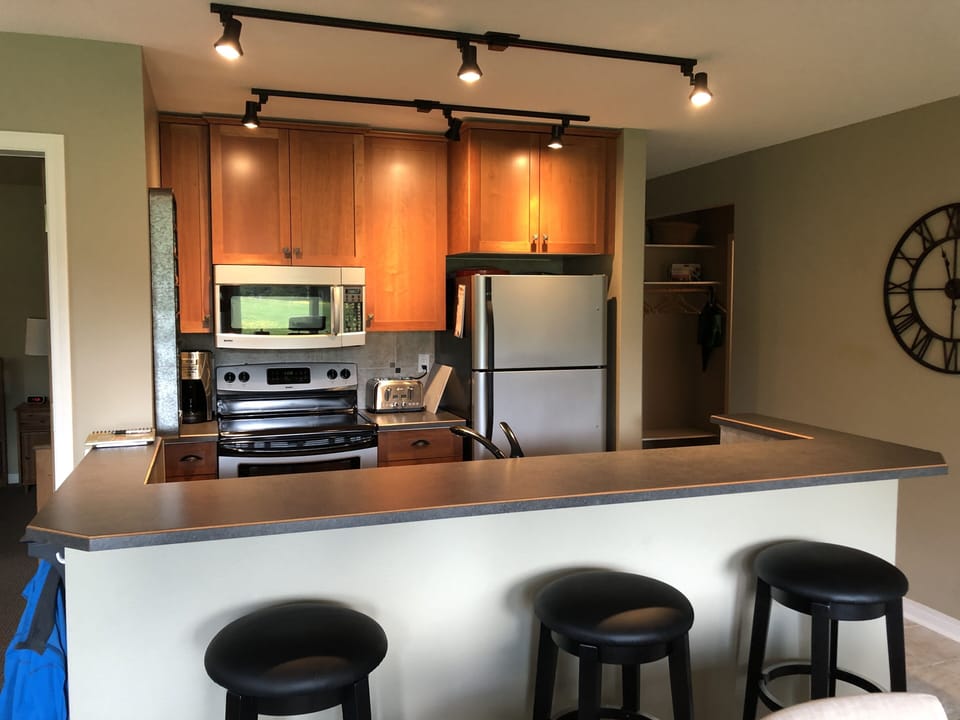 Fully equipped kitchen in great room.