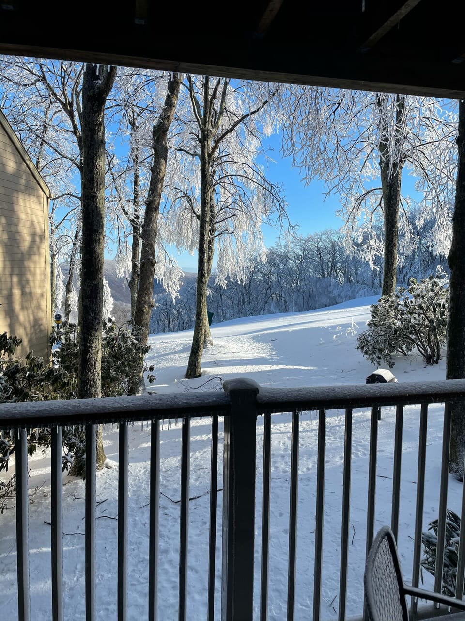 Direct Slope Access! Watch the skiers go down the mountain from our couch.