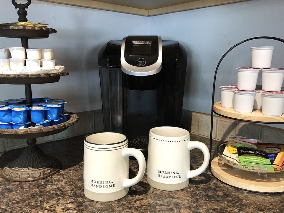 Cream and sugar is provided so you can customize your morning cup of joe!