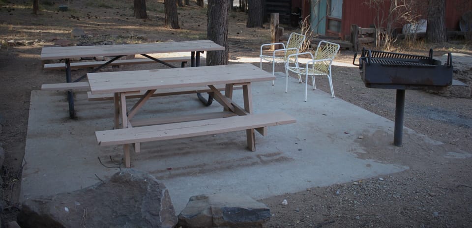Shared community picnic area. No BBQ pits or fire pits at this time. 