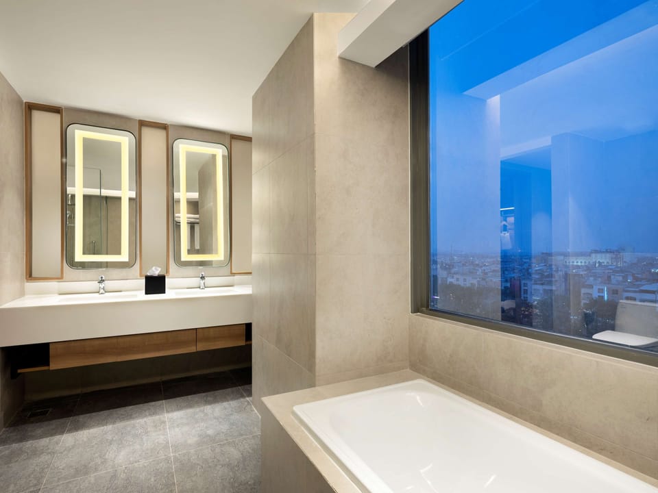 In-room safe, desk, laptop workspace, blackout drapes