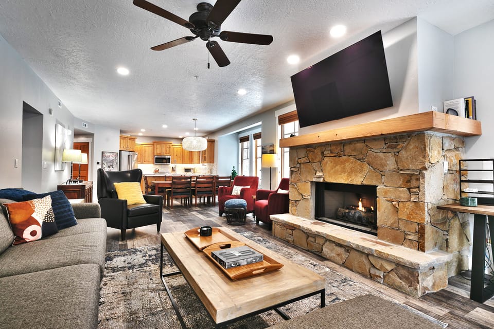 Living room opens up to the dining area and kitchen with open floor plan