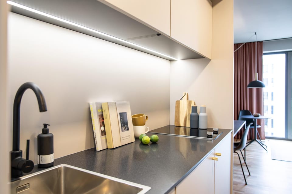 Standard Apartment, 1 Queen Bed, Kitchen (Full Kitchen, Smart) | Private kitchenette | Dishwasher, espresso maker, coffee/tea maker, electric kettle