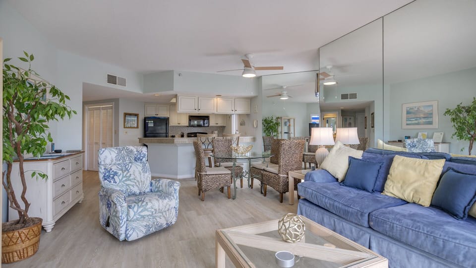 Open and airy living room with coastal feel
