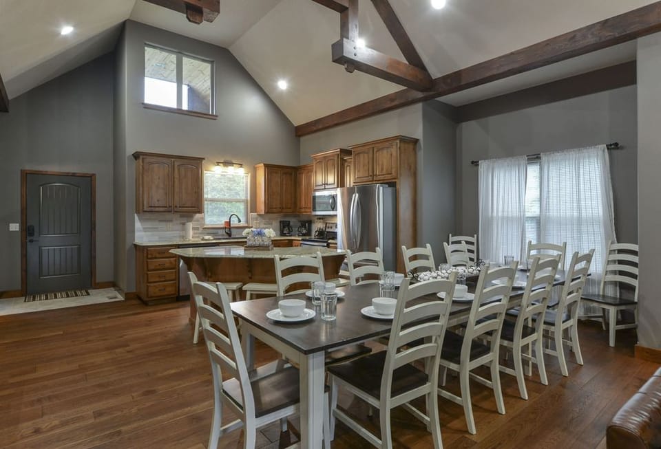 Dining and kitchen.