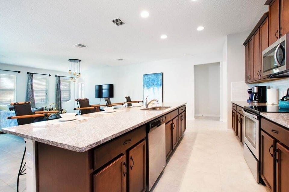 View 2 of gorgeous kitchen with barstool seating