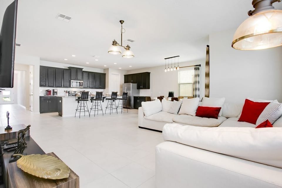 Incredible view from living room into kitchen