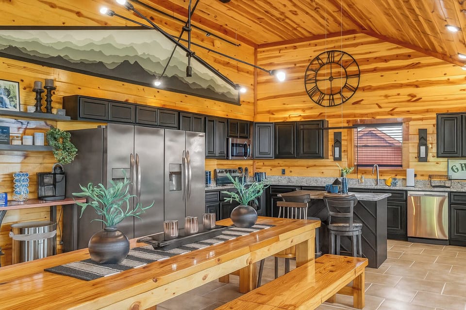 View of kitchen w/ double refrigerator