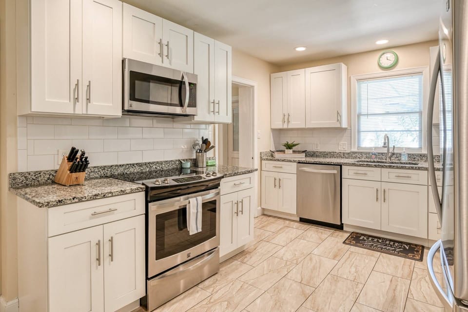 A beautifully renovated kitchen includes everything you need to cook your vacation favorites.