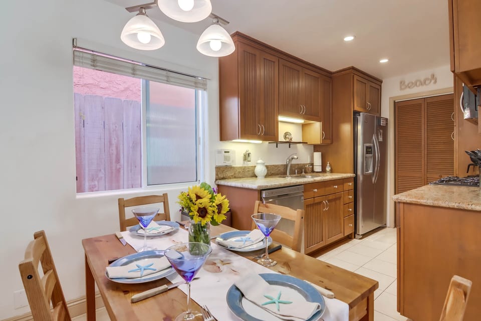 Dining room and kitchen.