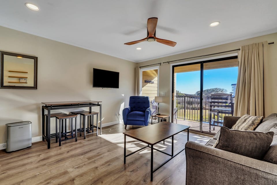 Smart tvs in living room and bedroom. 