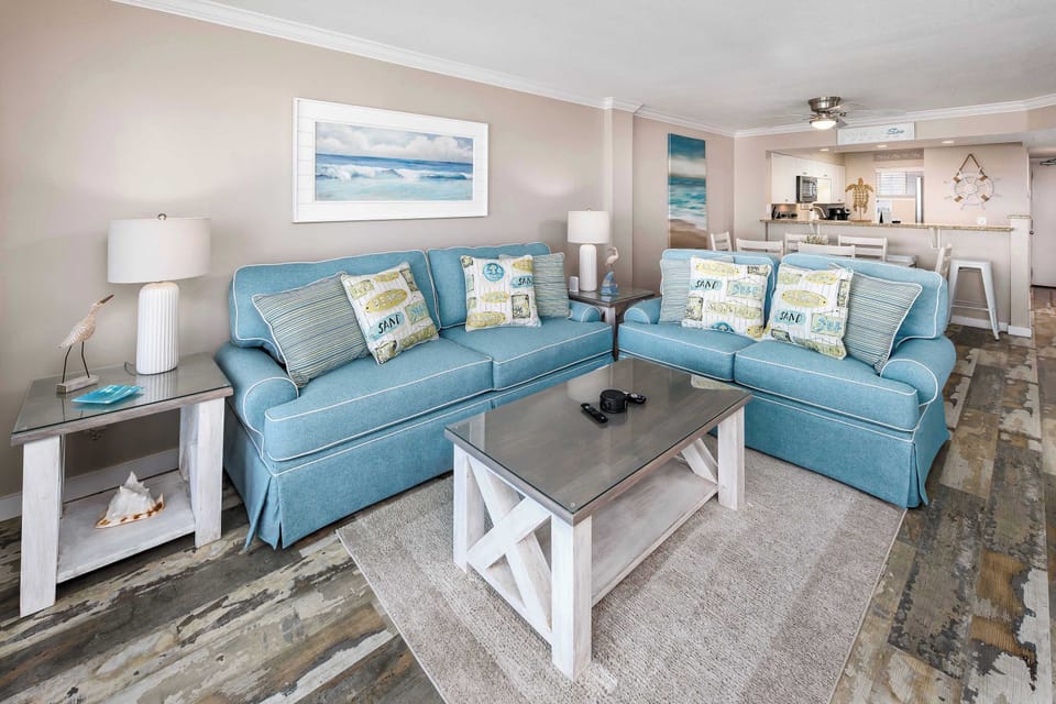 Living room with queen size sleeper sofa