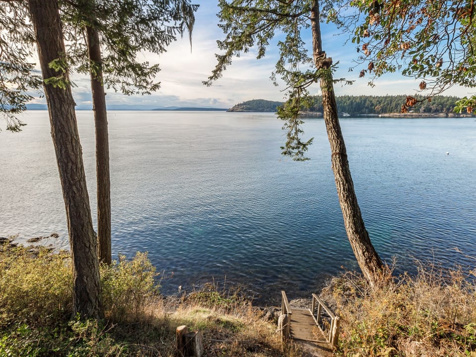 Relax and take in the view of Henry Island.
Rustic stairs. Use at your own risk.