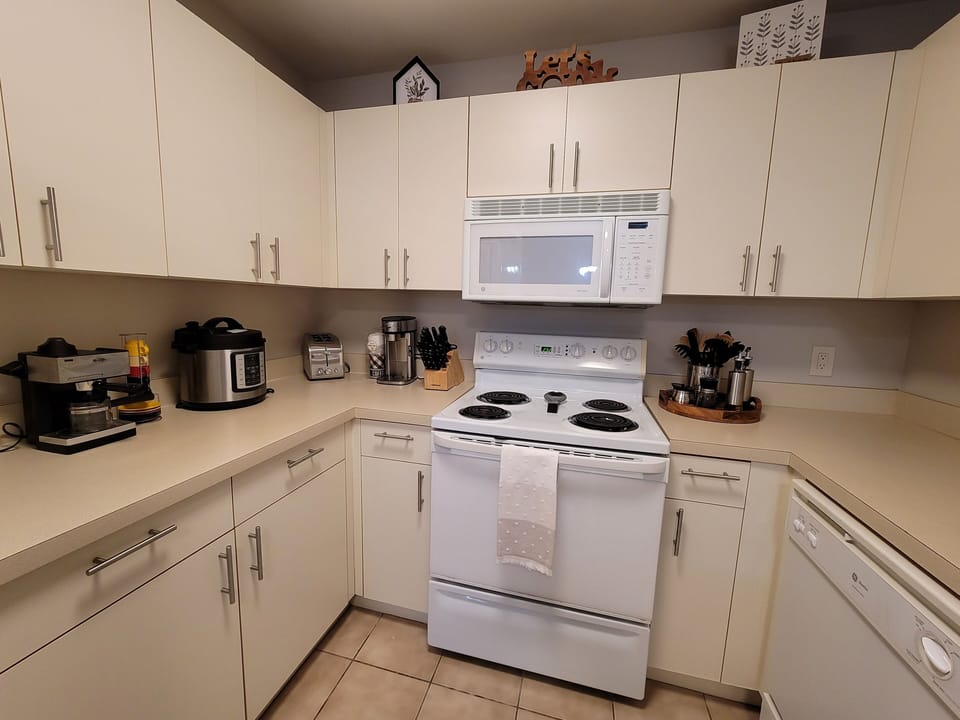 Fully stocked kitchen equipped for preparing a gourmet meal or a snack.