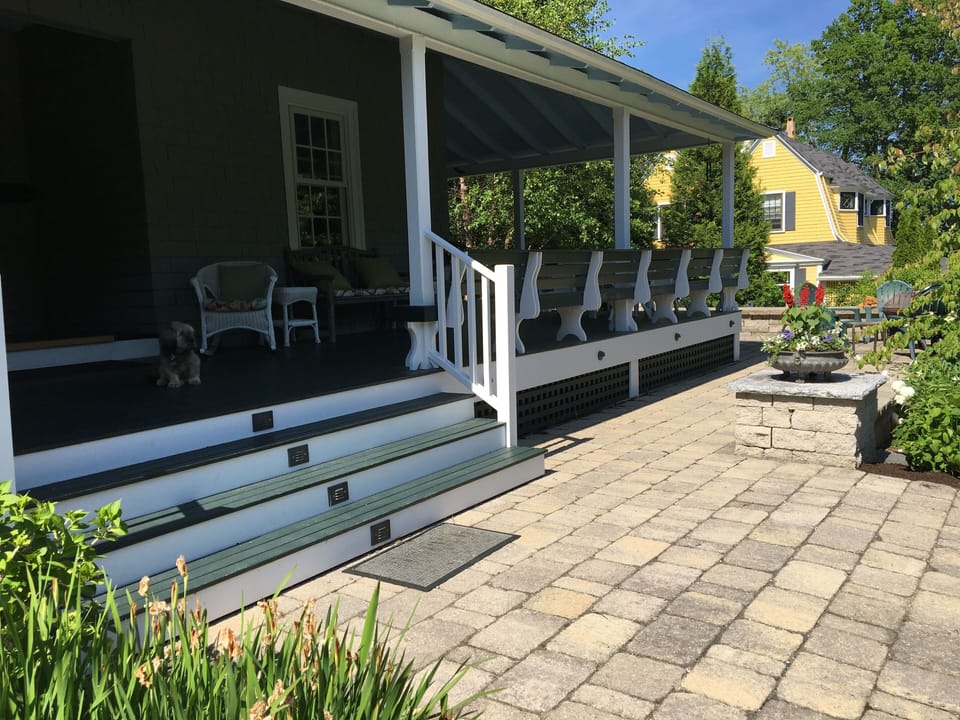 Front porch steps and patio