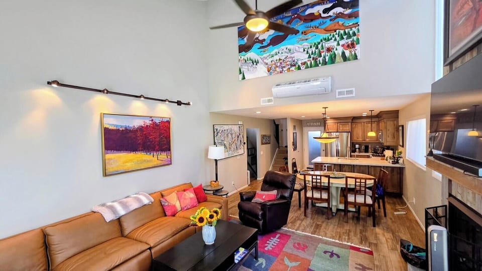 The "Flying Moose" overlooks your living room with large TV and gas fireplace