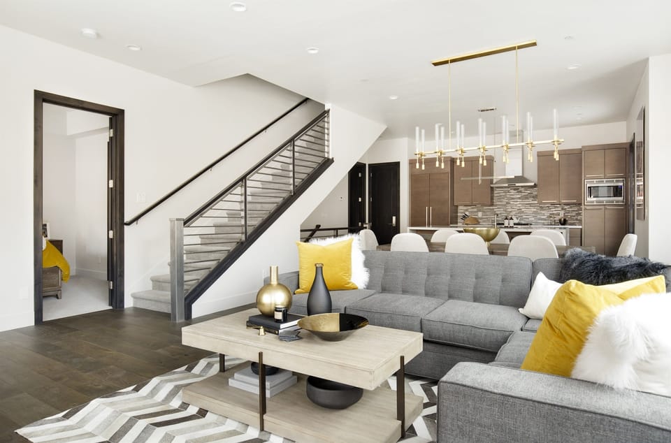 Large living area.  Modern and fresh, beautifully decorated.