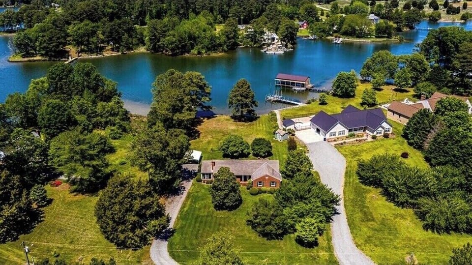 Aerial view of property and Cockrell's Creek