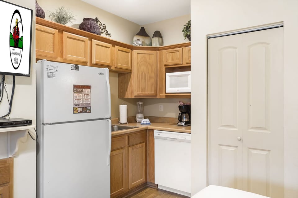 Full Size Refrigerator, Dishwasher, Microwave and Coffee Pot