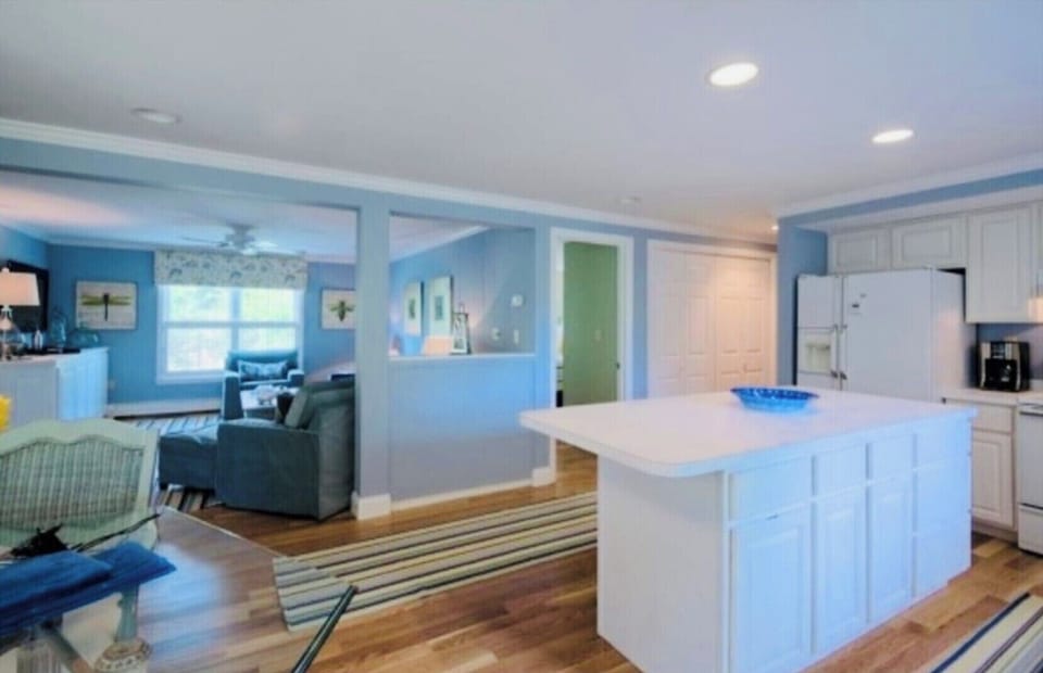 Open to the dining area and living room